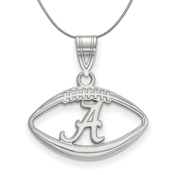 Sterling Silver U. of Alabama Football Pendant Necklace - 20 Inch